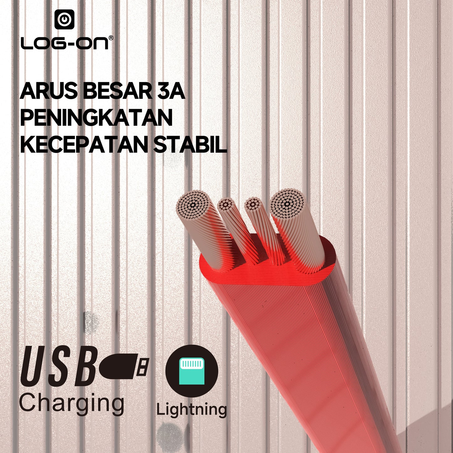 LOG ON KABEL FAST CHARGING LO-CB90 KABEL CHARGE SEKALIGUS KABEL DATA