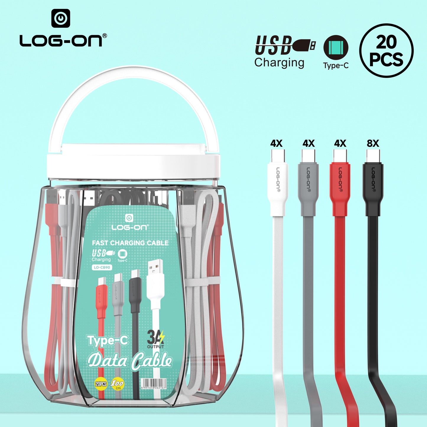 LOG ON KABEL FAST CHARGING LO-CB90 KABEL CHARGE SEKALIGUS KABEL DATA