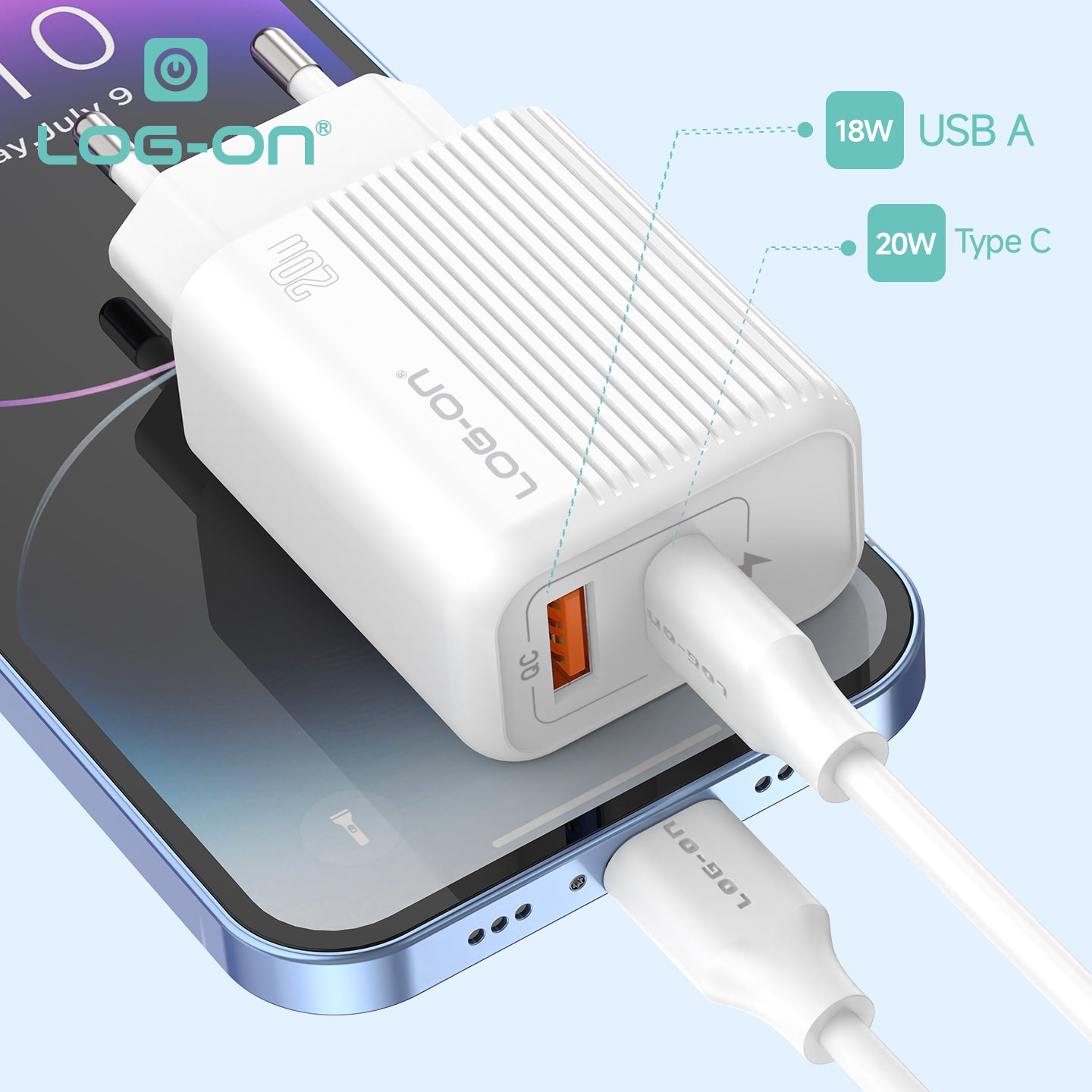 LOG ON POWERBANK 22.5W 10.000mAh HULK VII JGO-700H BUILT IN CABLE USB, IPHONE, TYPE C FAST CHARGING-GARANSI RESMI