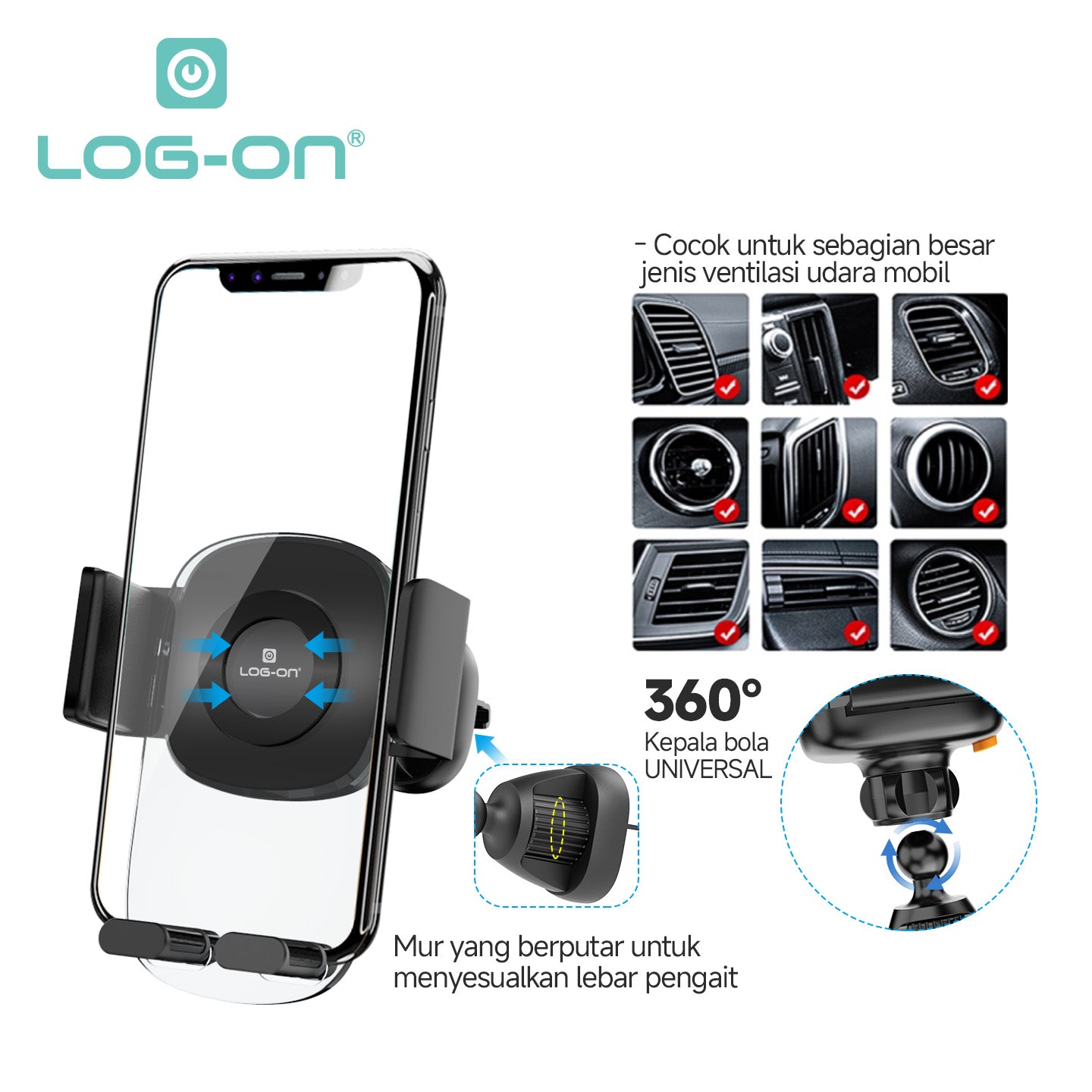 LOG ON CAR VENT HOLDER AC MOBIL LO-CRH59