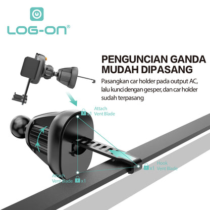 LOG ON CAR VENT HOLDER AC MOBIL LO-CRH59