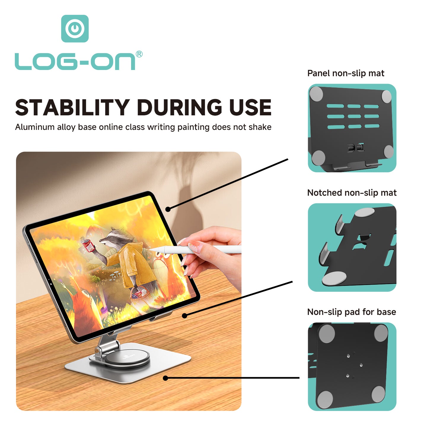 LOG ON STAND HOLDER TABLET ALUMINIUM LO-CRH63