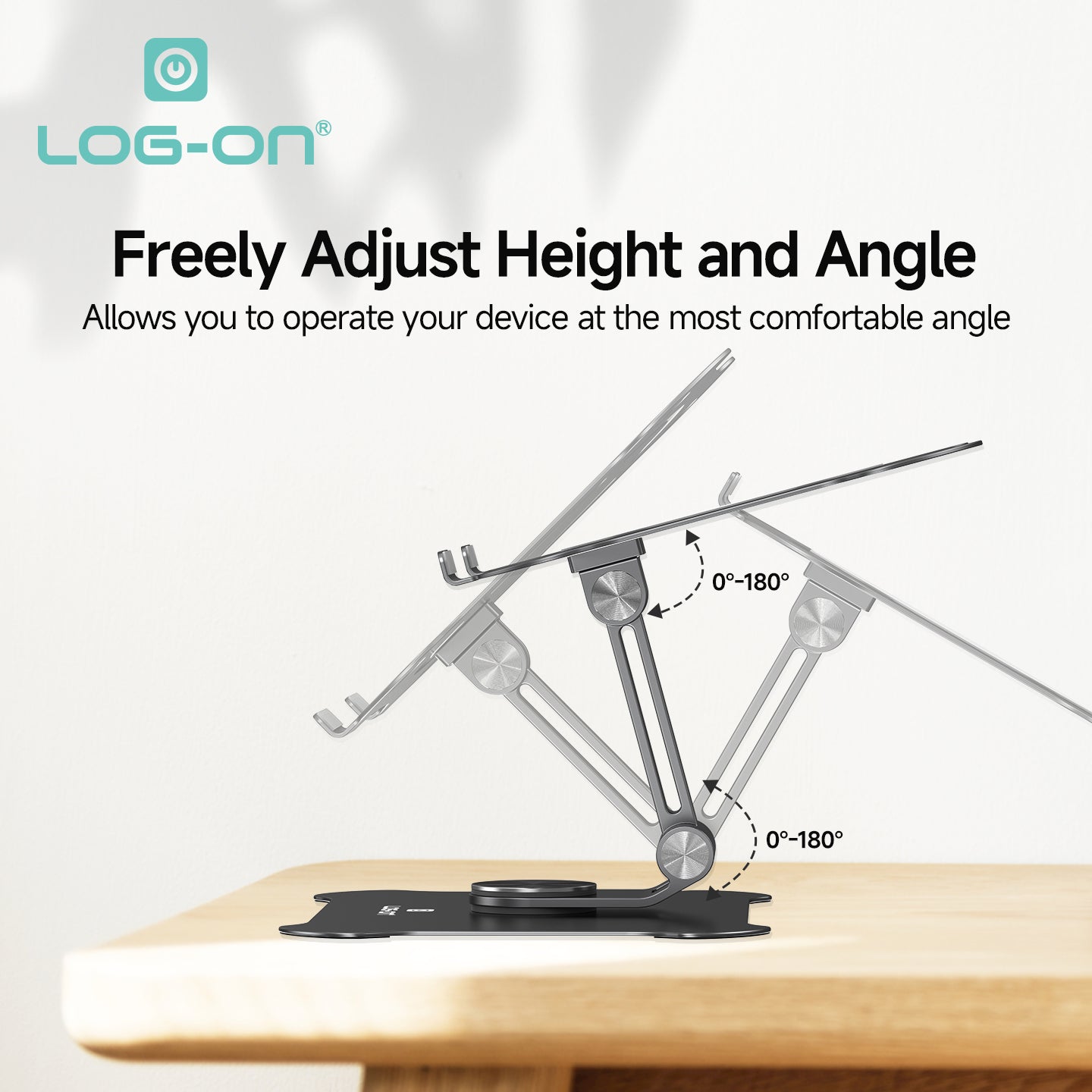 LOG ON METAL STAND HOLDER FOR LAPTOP LO-CRH66 ROTASI 360 (Menahan beban hingga 10Kg)