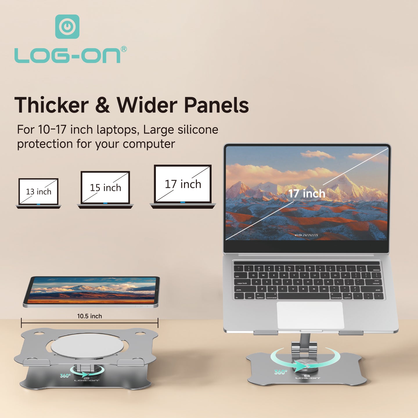 LOG ON METAL STAND HOLDER FOR LAPTOP LO-CRH66 ROTASI 360 (Menahan beban hingga 10Kg)