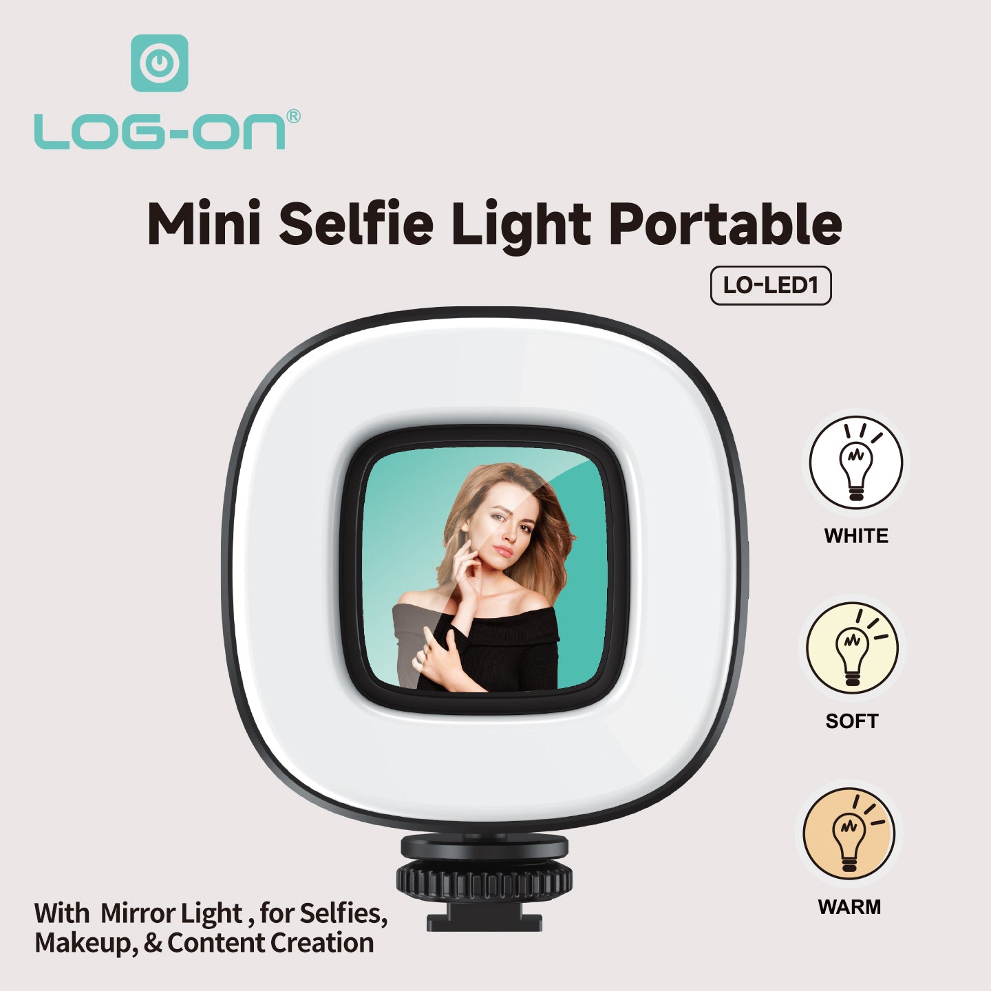 LOG ON LAMPU LED MINI LO-LED1 MINI SELFIE LIGHT PORTABLE (1PCS) FOR TRIPOD