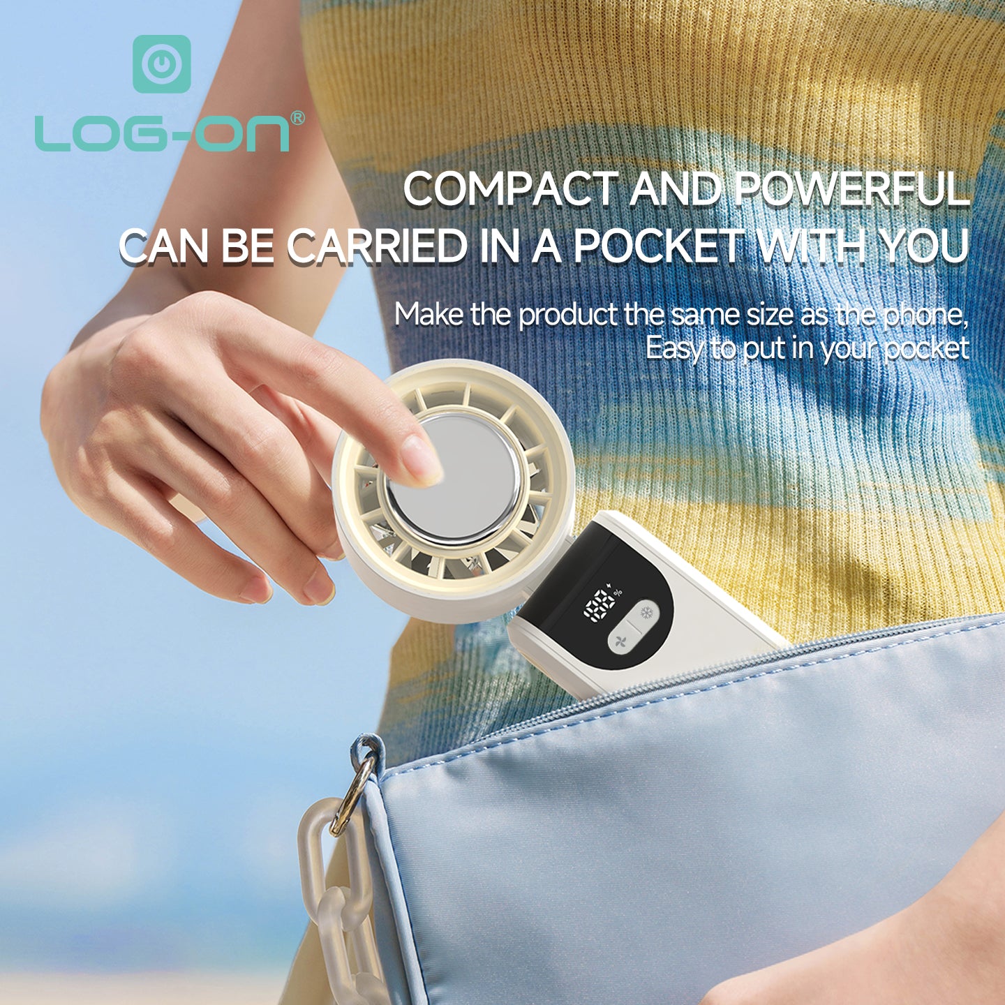 LOG ON KIPAS ANGIN MINI TURBO  COOLING FAN 2.0 KIPAS PENDINGIN MINI HIGH SPEED 4000mAh LO-MFAN1