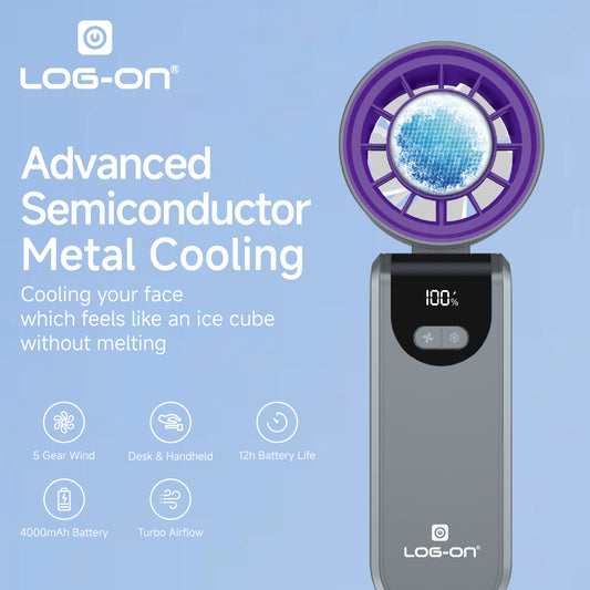 LOG ON KIPAS ANGIN MINI TURBO  COOLING FAN 2.0 KIPAS PENDINGIN MINI HIGH SPEED 4000mAh LO-MFAN1