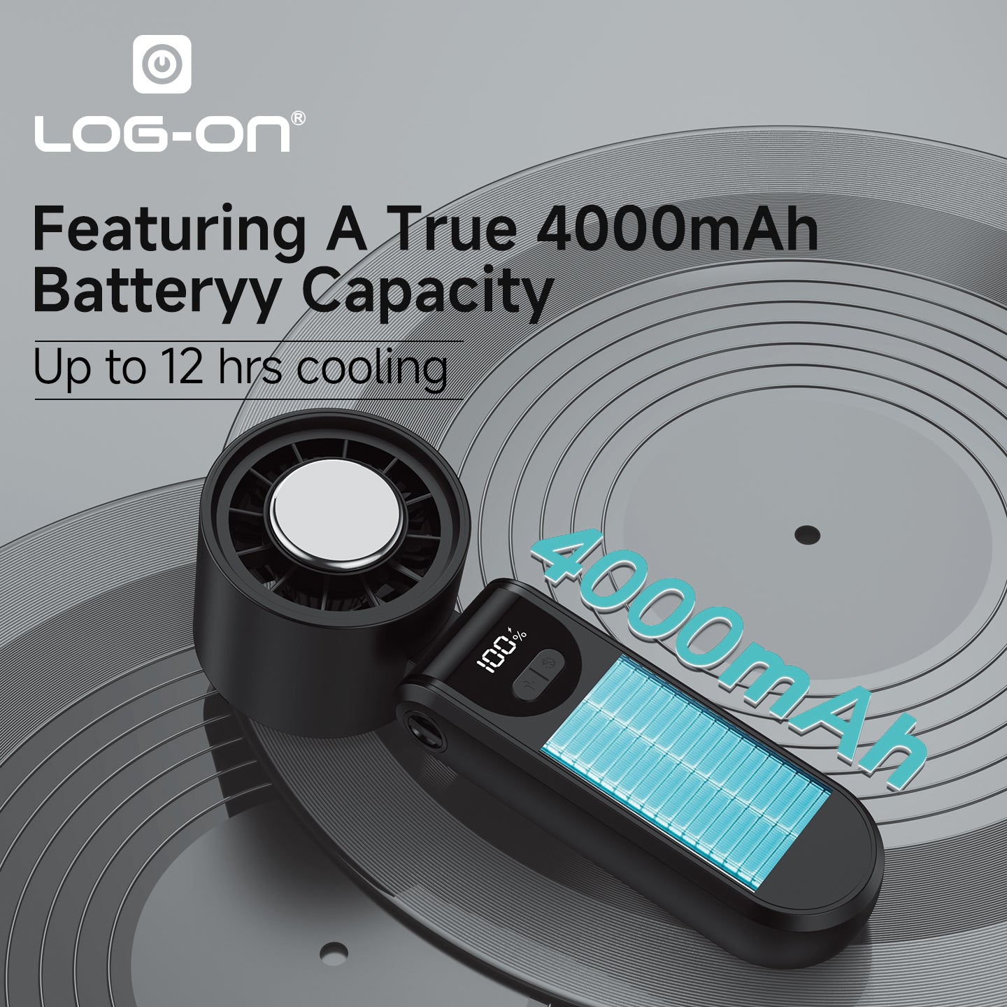LOG ON KIPAS ANGIN MINI TURBO  COOLING FAN 2.0 KIPAS PENDINGIN MINI HIGH SPEED 4000mAh LO-MFAN1