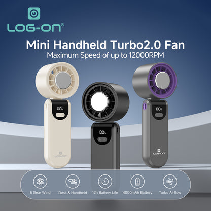 LOG ON KIPAS ANGIN MINI TURBO  COOLING FAN 2.0 KIPAS PENDINGIN MINI HIGH SPEED 4000mAh LO-MFAN1