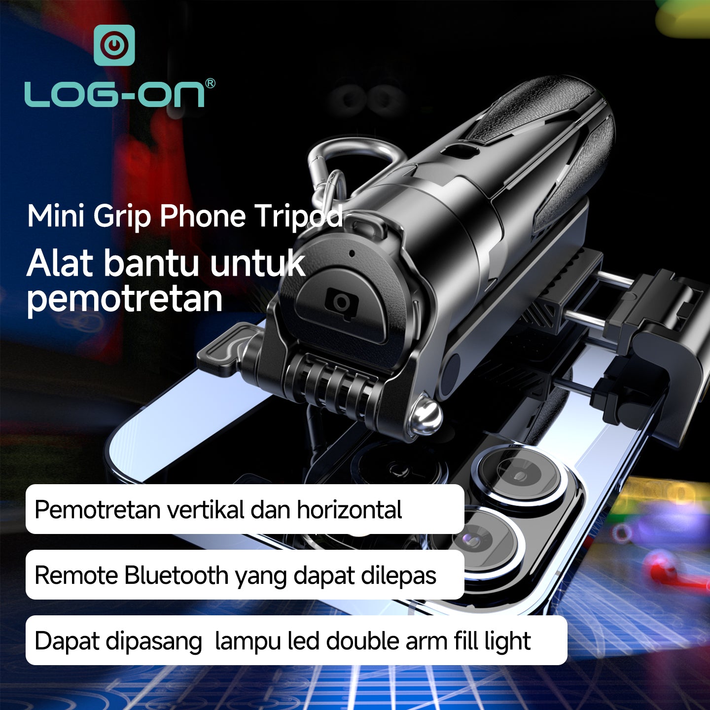 LOG ON BLUETOOTH TRIPOD MINI PHONE GRIP 4IN1 41,5CM TONGSIS MINI LO-TS01