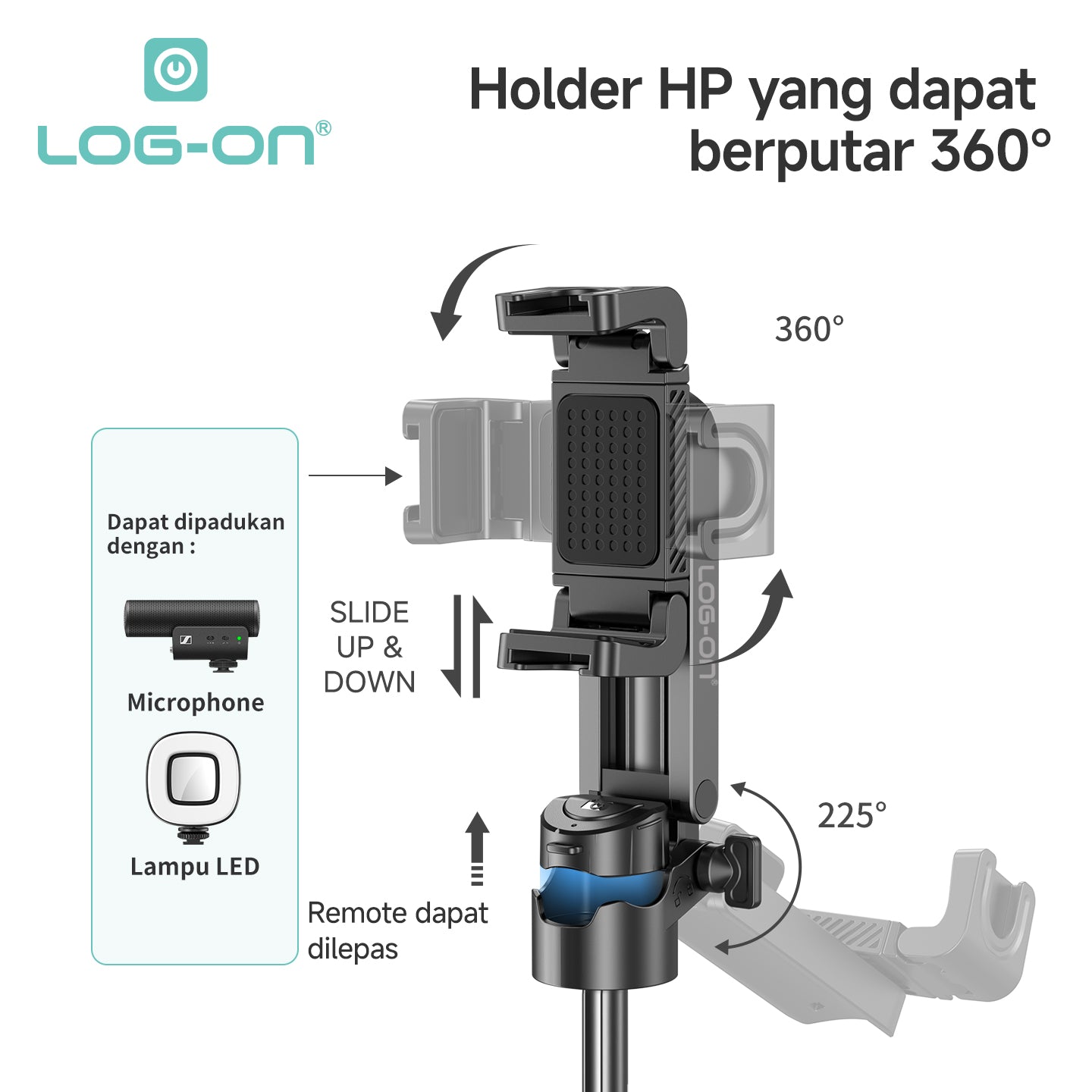LOG ON BLUETOOTH TRIPOD MINI PHONE GRIP 4IN1 41,5CM TONGSIS MINI LO-TS01