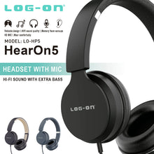 LOG ON HANDSFREE BANDO HEADPHONE HEAR ON 5 LO-HP5 HEADSET EXTRA BASS