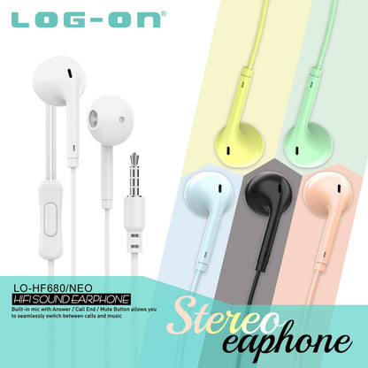 LOG ON HANDSFREE NEO MACARON LO-HF680 HEADSET HIFI SOUND EARPHONE (BER GARANSI RESMI)