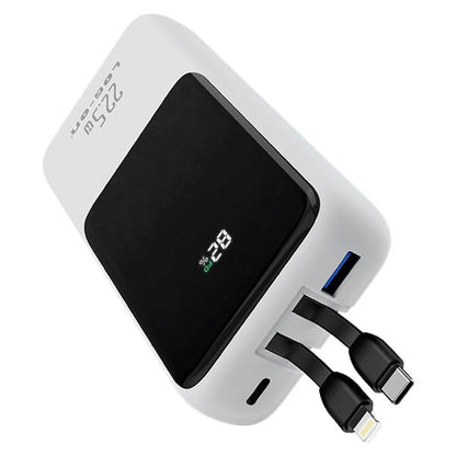 LOG ON POWERBANK 22.5W 20.000mAh PD+QC3.0 JGO-200H BUILT IN CABLE IPHONE, TYPE C FAST CHARGING-GARANSI RESMI