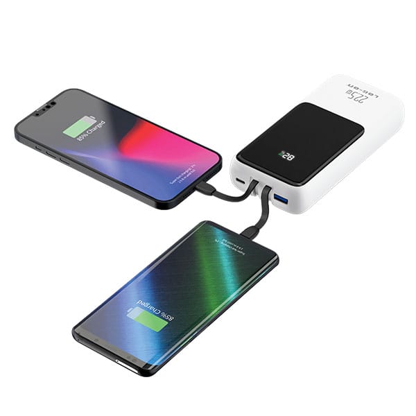 LOG ON POWERBANK 22.5W 20.000mAh PD+QC3.0 JGO-200H BUILT IN CABLE IPHONE, TYPE C FAST CHARGING-GARANSI RESMI
