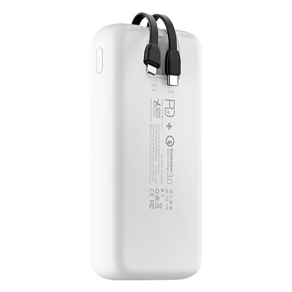 LOG ON POWERBANK 22.5W 20.000mAh PD+QC3.0 JGO-200H BUILT IN CABLE IPHONE, TYPE C FAST CHARGING-GARANSI RESMI