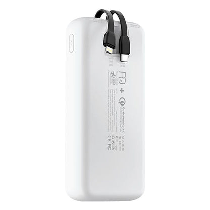 LOG ON POWERBANK 22.5W 20.000mAh PD+QC3.0 JGO-200H BUILT IN CABLE IPHONE, TYPE C FAST CHARGING-GARANSI RESMI