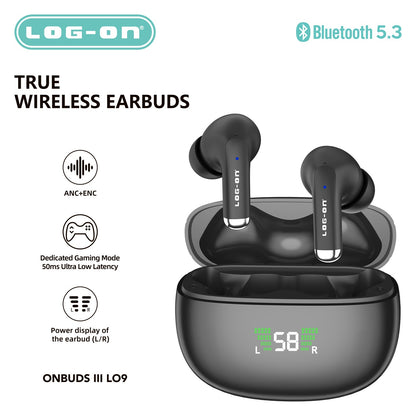 LOG ON TWS WIRELESS EARPHONE ONBUDS III LO9 BT5.3 ANC + ENC TRUE WIRELESS HEADSET BLUETOOTH EARBUDS