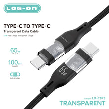 LOG ON KABEL C TO C 65W TRANSPARENT LO-CB73 FAST CHARGING KBL DATA DAN CHARGE