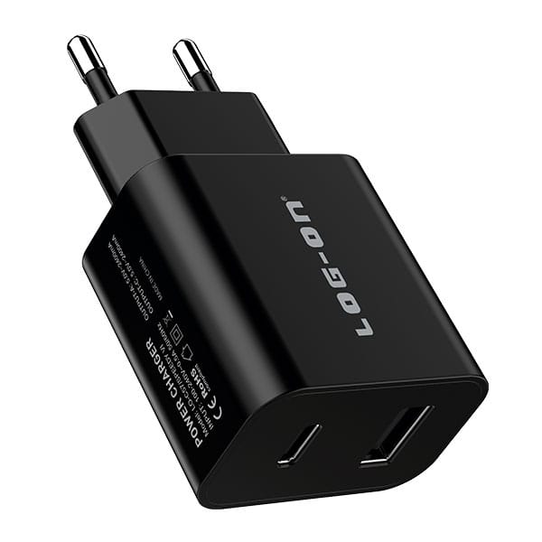 LOG ON POWER CHARGER 2.4A  SPEEDY VI LO-C57 USB A+TYPE C (KEPALA CHARGER)