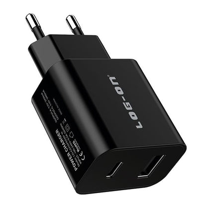 LOG ON POWER CHARGER 2.4A  SPEEDY VI LO-C57 USB A+TYPE C (KEPALA CHARGER)