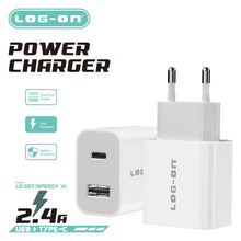 LOG ON POWER CHARGER 2.4A  SPEEDY VI LO-C57 USB A+TYPE C (KEPALA CHARGER)