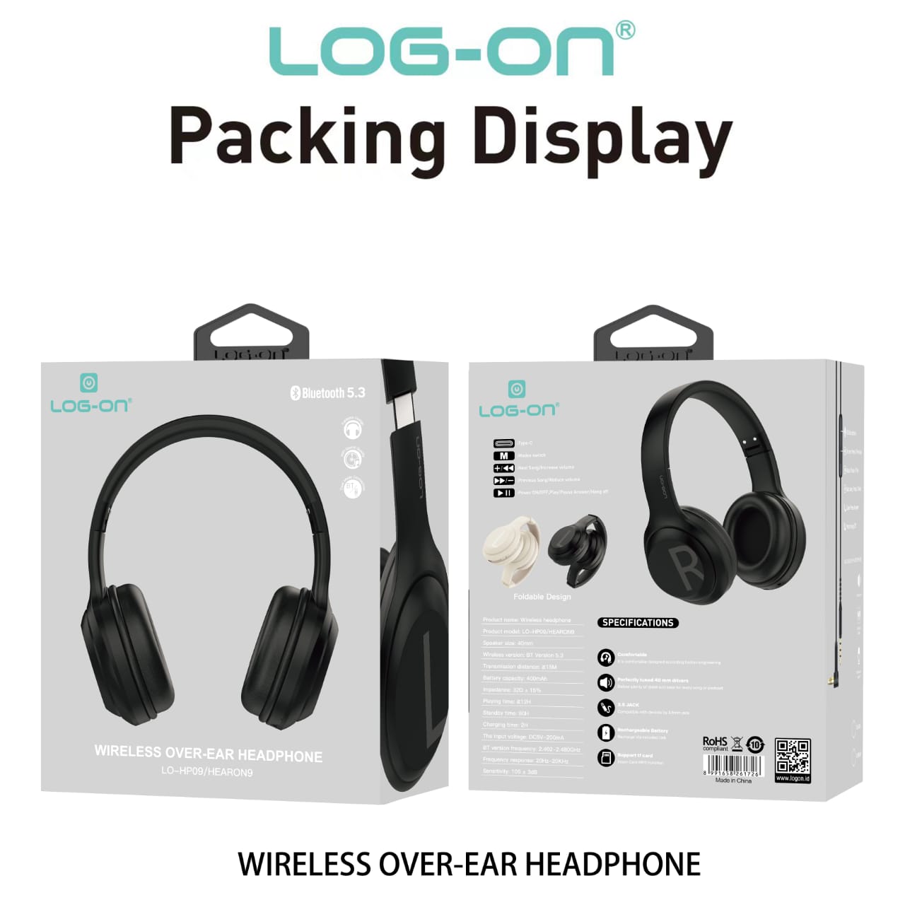 LOG ON WIRELESS HEADPHONE BT5.3 (BISA UNTUK SOUNDCARD) WIRED 2IN1 LO-HP9 HEARON9