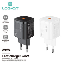 LOG ON ADAPTER QUICK CHARGER 30W LO-C59 Powered by GaN FAst Charging