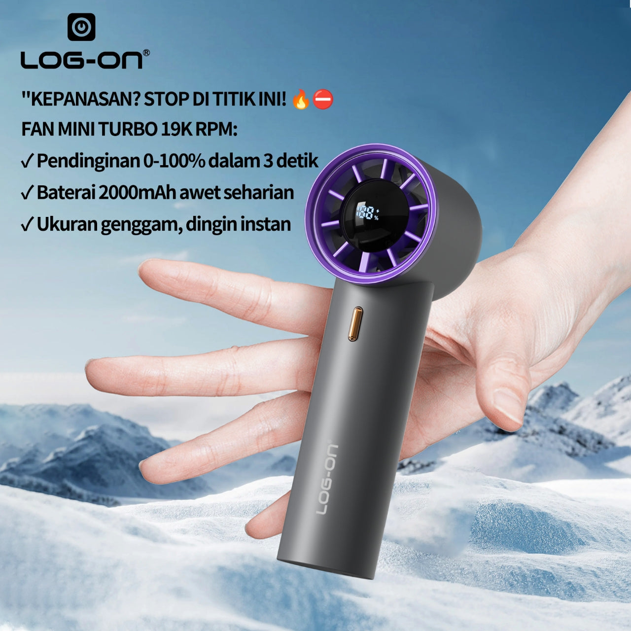 LOG ON Kipas Angin Turbo Super Mini Portable LO-MFAN2 19000Rpm Pocket Size