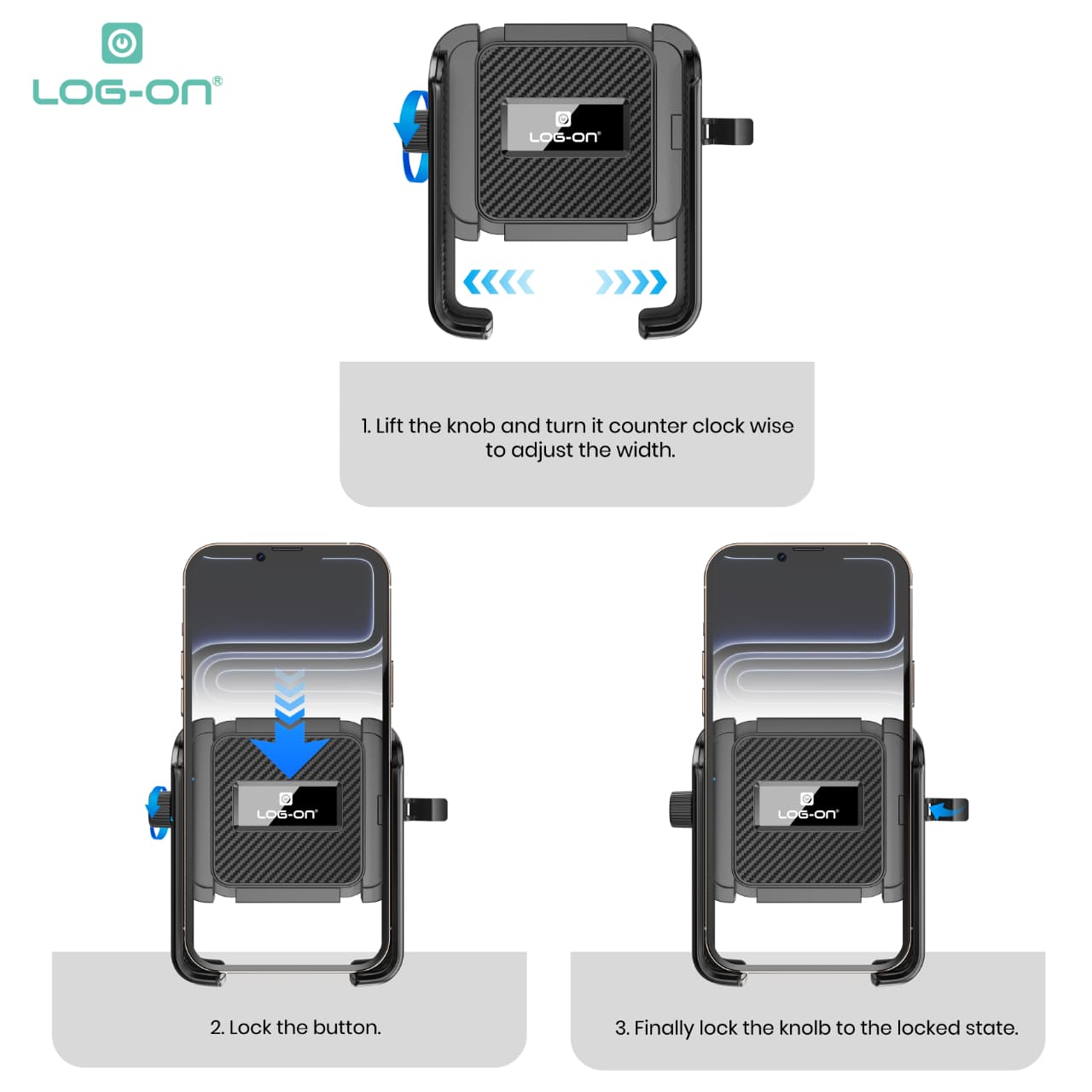 LOG ON HOLDER MOTOR 4X PEREDAM GETAR LO-CRH72 (4-7 INCI) UNTUK DI STANG MOTOR, SEPEDA, SCOOTER
