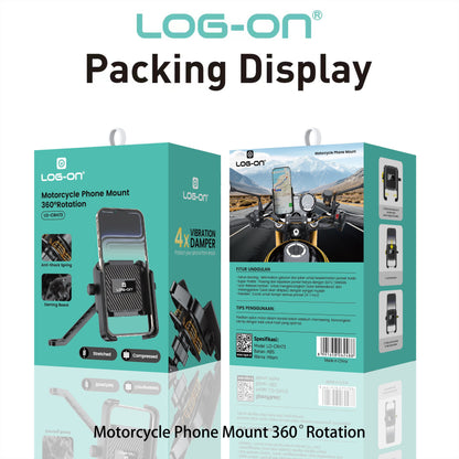 LOG ON HOLDER MOTOR 4X PEREDAM GETAR LO-CRH73 (4-7 INCI) UNTUK DI SPION MOTOR, SEPEDA, SCOOTER