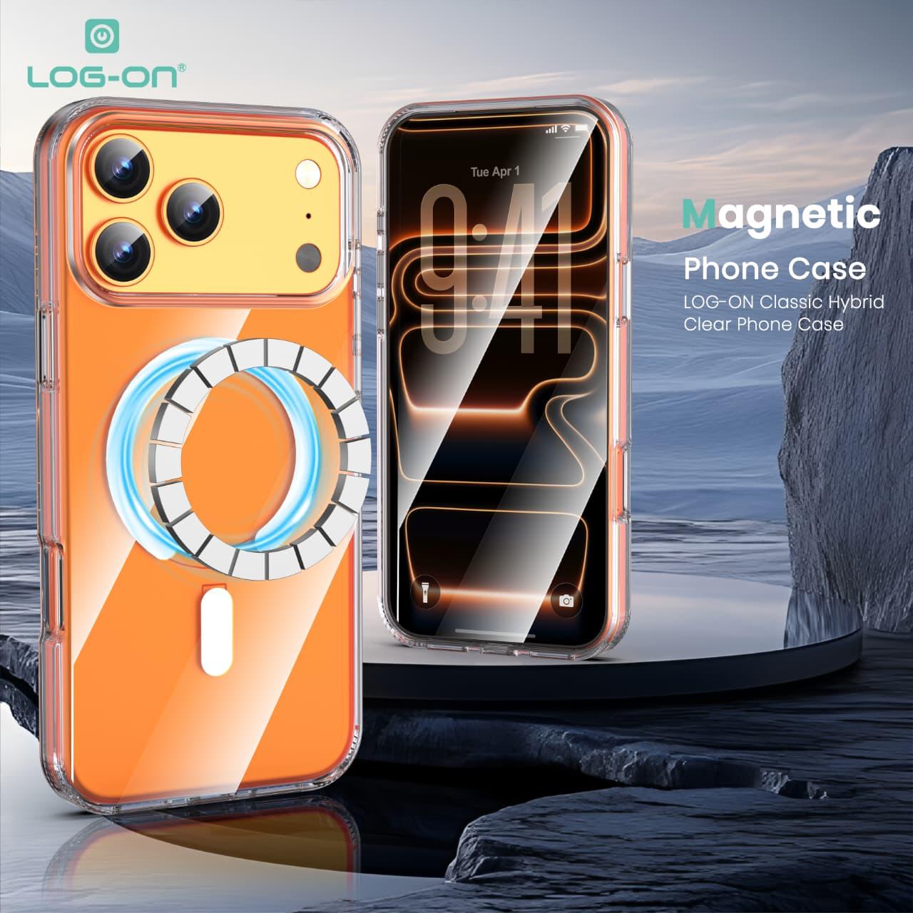 LOG-ON Clear Case Hybrid PC+TPU 100% Anti Yellowing + Magsafe support For Iphone 17 16 15 14 13 12 11 AIR PLUS PRO PROMAX