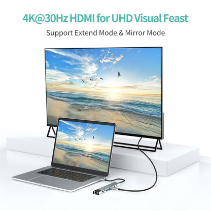 LOG ON 8in1 USB-C HUB Converter to HDMI4K USB Micro SD Card LO-HUB07 Dongle Ethernet RJ45
