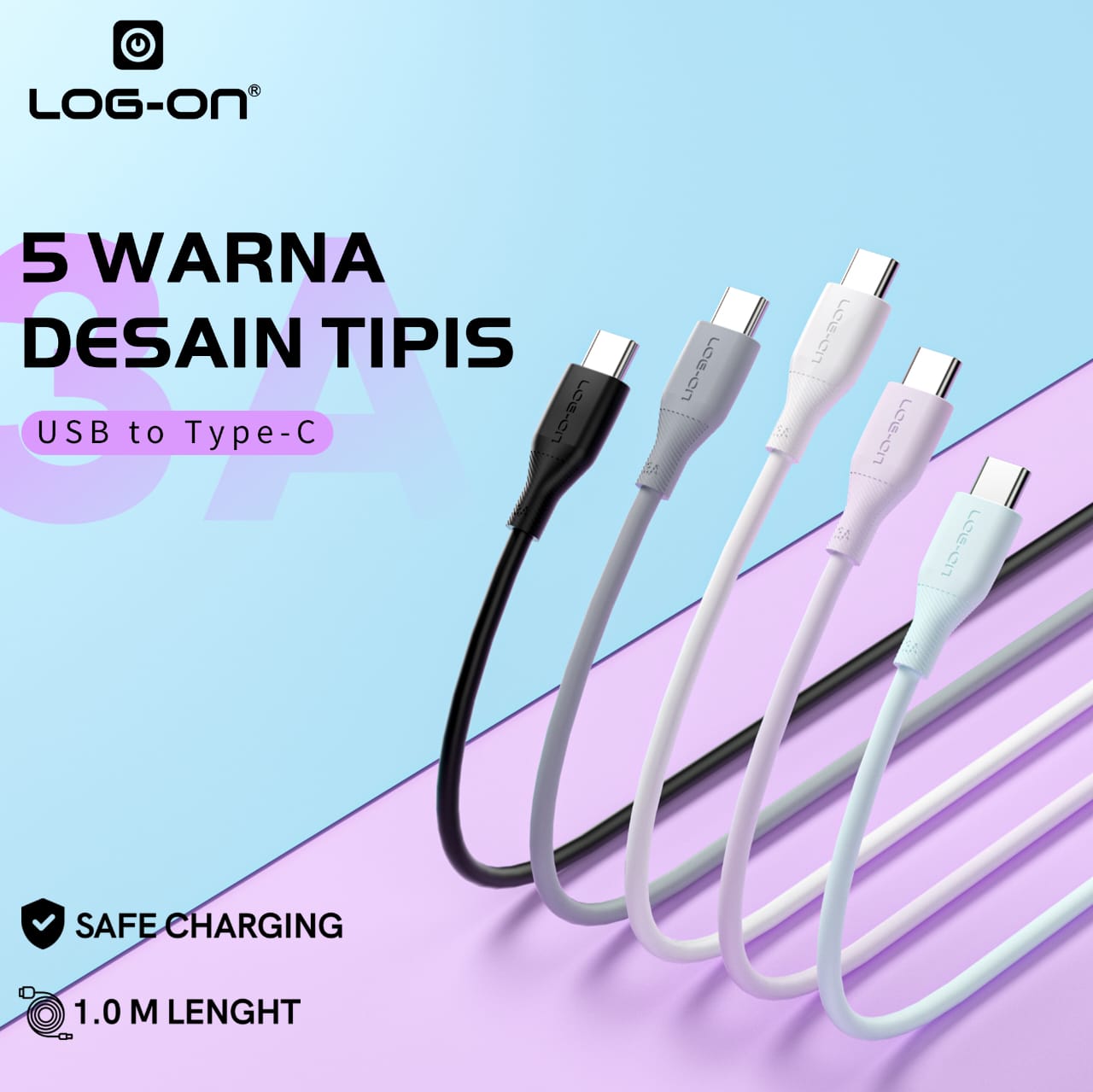 LOG ON KABEL FAST CHARGING 3A 1Meter CB80
