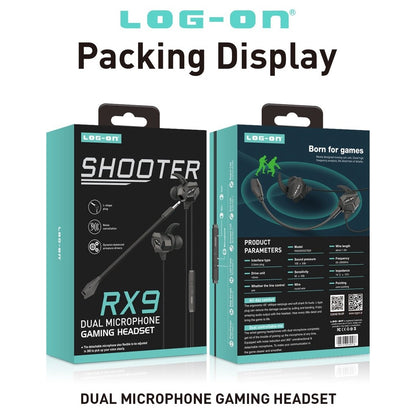 LOG ON HEADSET GAMING DUAL MICROPHONE LO-RX9 SHOOTER HANDSFREE/EARPHONE