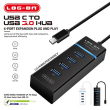 USB HUB LOGON Type C 3.0 4port High Speed Power For Mac,Windows,Linux, 0.15 meter