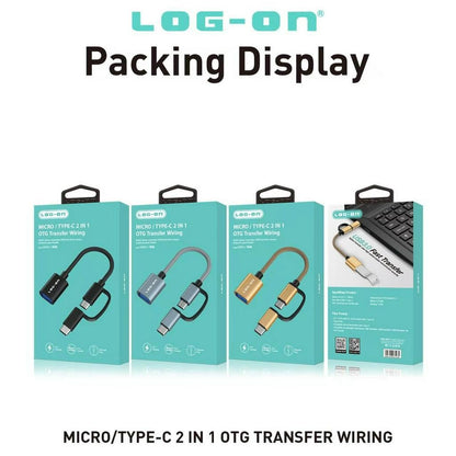 LOG ON OTG KABEL 2 IN 1  TYPE C DAN MICRO TO USB A LO-OT11(bisa digunakan untuk flashdisk sampai 2 TB), bisa untuk soundcard