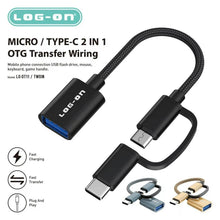 LOG ON OTG KABEL 2 IN 1  TYPE C DAN MICRO TO USB A LO-OT11(bisa digunakan untuk flashdisk sampai 2 TB), bisa untuk soundcard