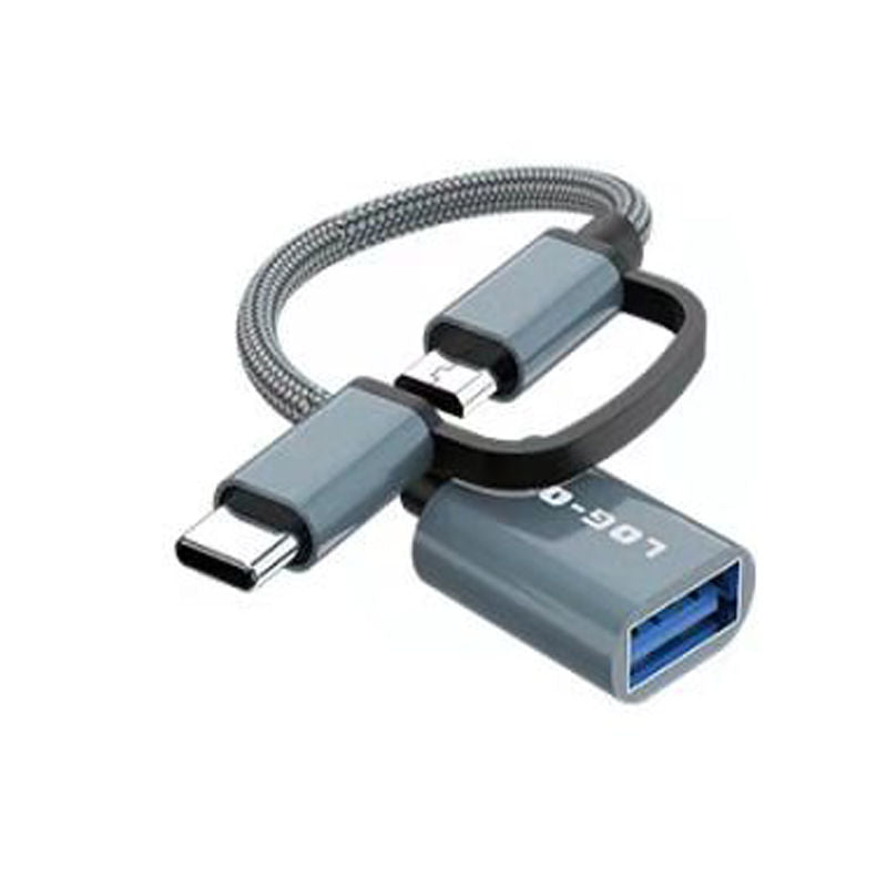 LOG ON OTG KABEL 2 IN 1  TYPE C DAN MICRO TO USB A LO-OT11(bisa digunakan untuk flashdisk sampai 2 TB), bisa untuk soundcard