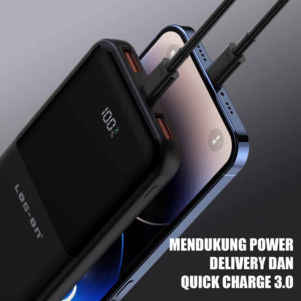 LOG ON POWERBANK HULK V 22.5W 10.000mAh JGO-500H Fast Charging (INCLUDED TYPE C CABLE)
