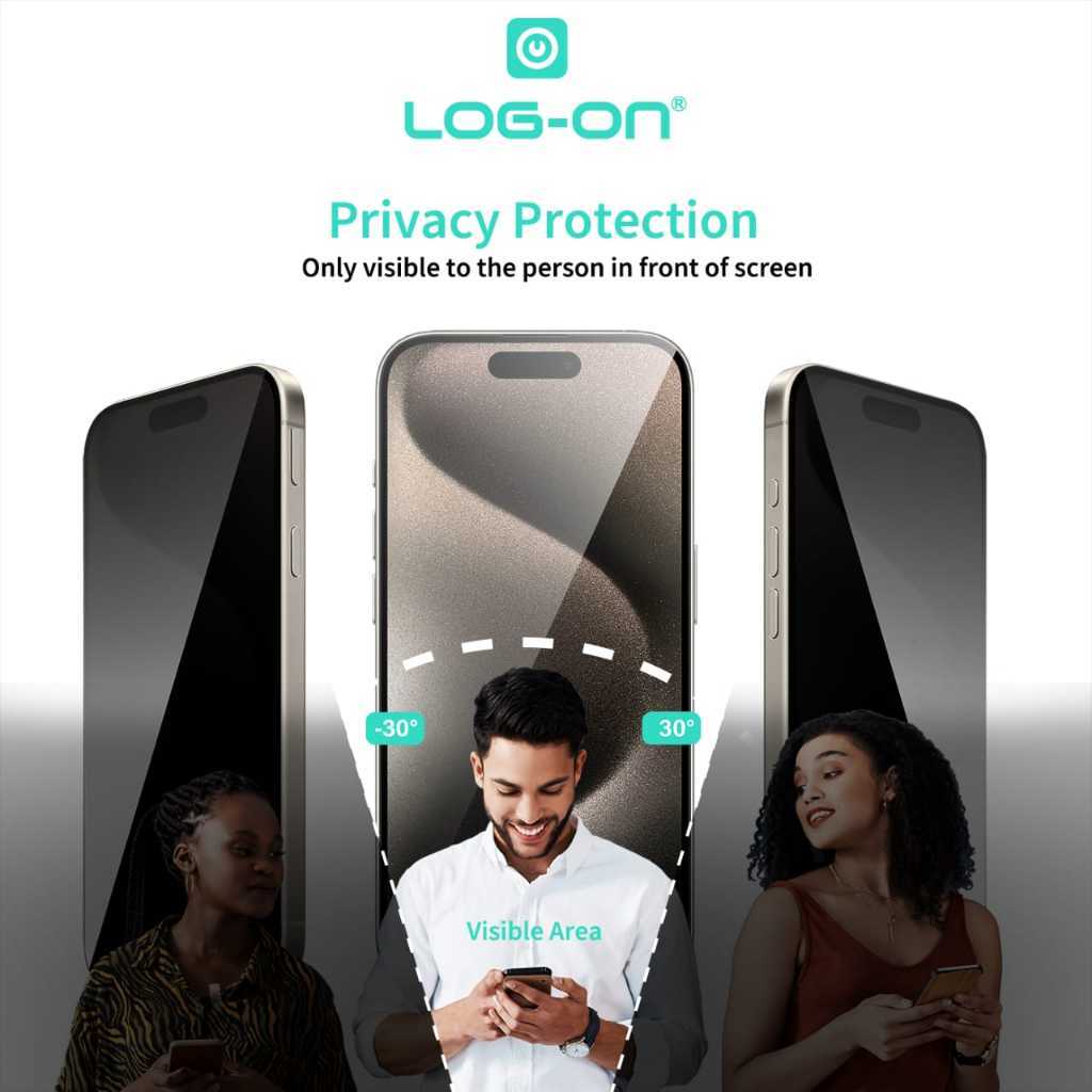 LOG ON PRIVACY & GLOSSY Auto Align Tech Tempered Glass Screen AntiSPY  Protector For IPHON* 17 16 15 14 13 12 11 AIR XS XR PRO PROMAX PLUS