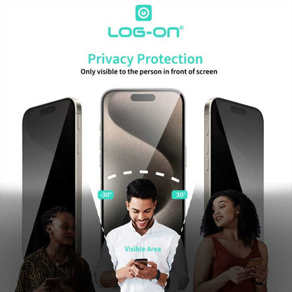 LOG ON PRIVACY & GLOSSY Auto Align Tech Tempered Glass Screen AntiSPY  Protector For IPHON* 17 16 15 14 13 12 11 AIR XS XR PRO PROMAX PLUS