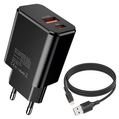 LOG ON PD 3.0 QC 20W C50 Kepala Charger USB Type C Fast Charging Adapter Fullset 2 Port USB + kabel
