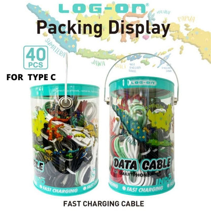 40PCS LOG ON KABEL INDO TYPE C 1M LO-CB78 3A FAST CHARGING (1 TOPLES)