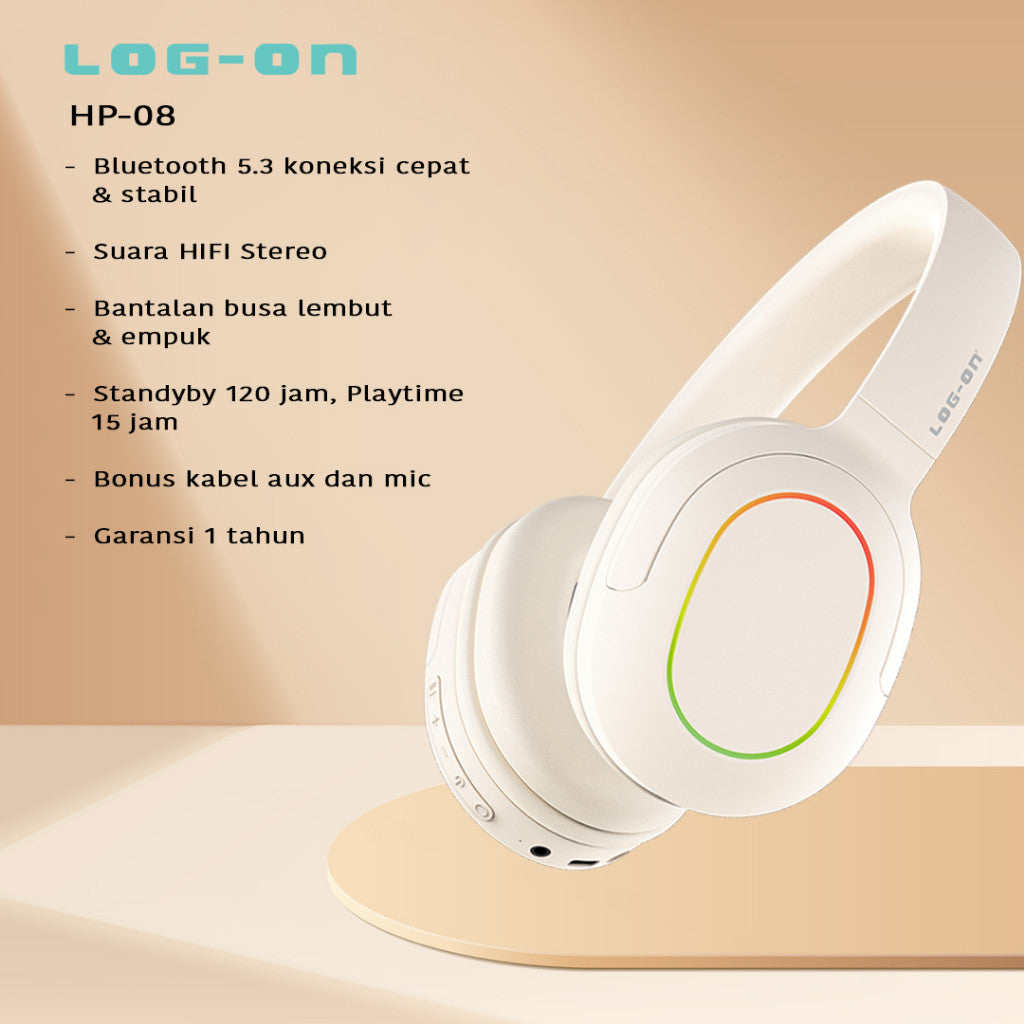 LOG ON HEADPHONE STEREO FULL BASS WIRELESS BT5.3 WIRED 2IN1 HEARON8 LO-HP8