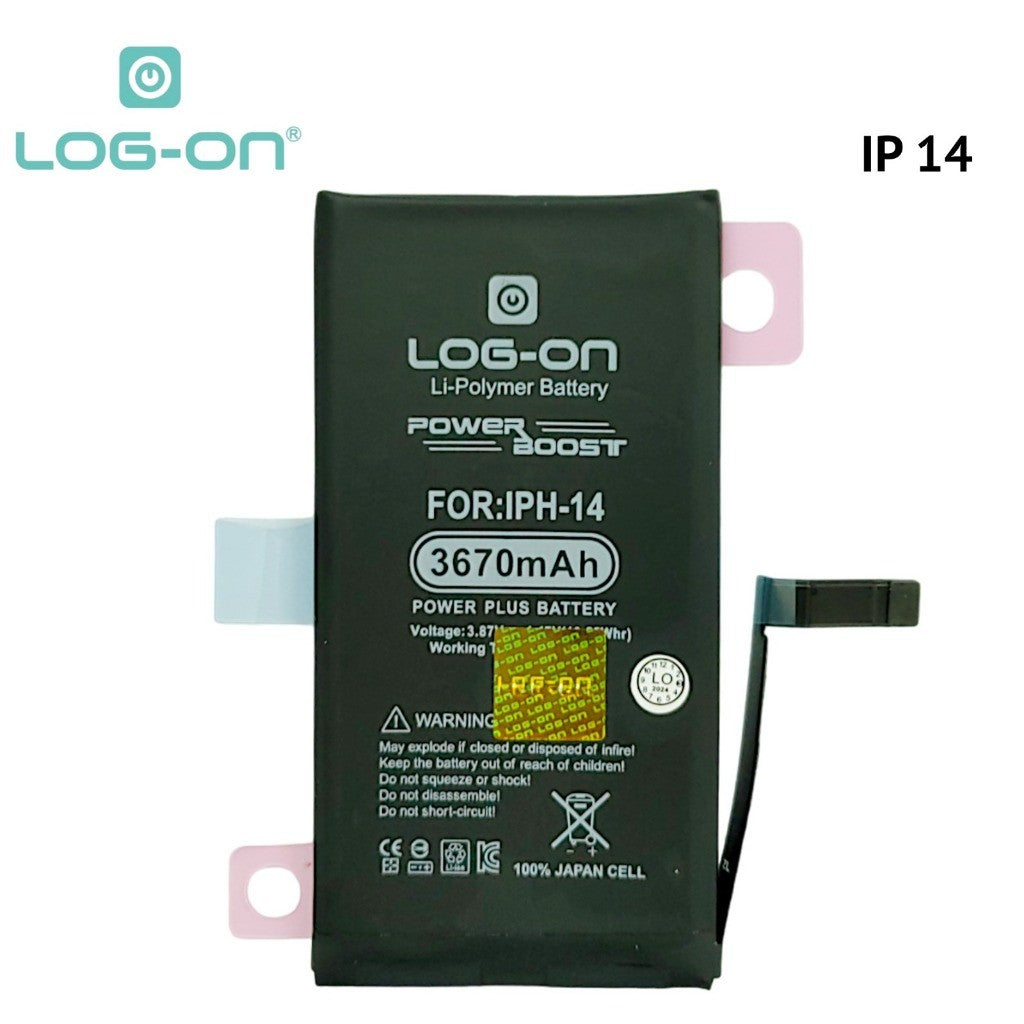 Log On - Iphone 14 / Ip 14 Plus / Ip 14 Pro / Ip 14 Pro Max Power Plus Original Battery Baterai Batre