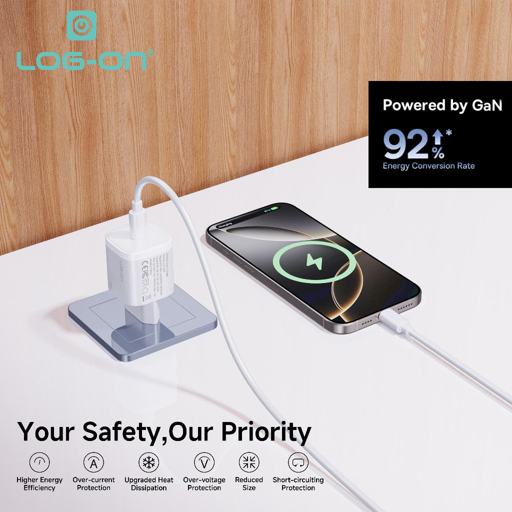 LOG ON ADAPTER QUICK CHARGER 30W C-to-C iphone/Samsung LO-C59 Powered by GaN FAst Charging