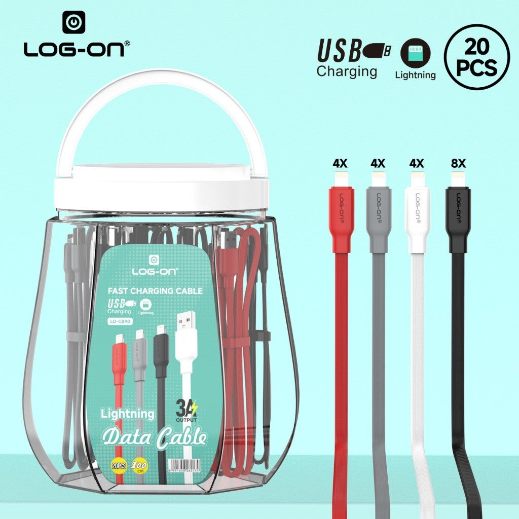 LOG ON 20PCSKABEL FAST CHARGING LO-CB90 KABEL CHARGE SEKALIGUS KABEL DATA