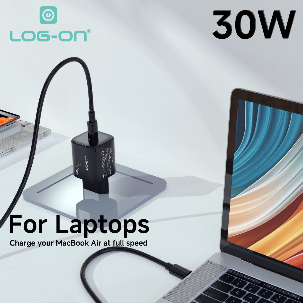 LOG ON ADAPTER QUICK CHARGER 30W C-to-C iphone/Samsung LO-C59 Powered by GaN FAst Charging