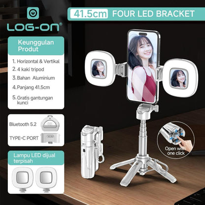 LOG ON BLUETOOTH TRIPOD MINI PHONE GRIP 4IN1 41,5CM TONGSIS MINI LO-TS01